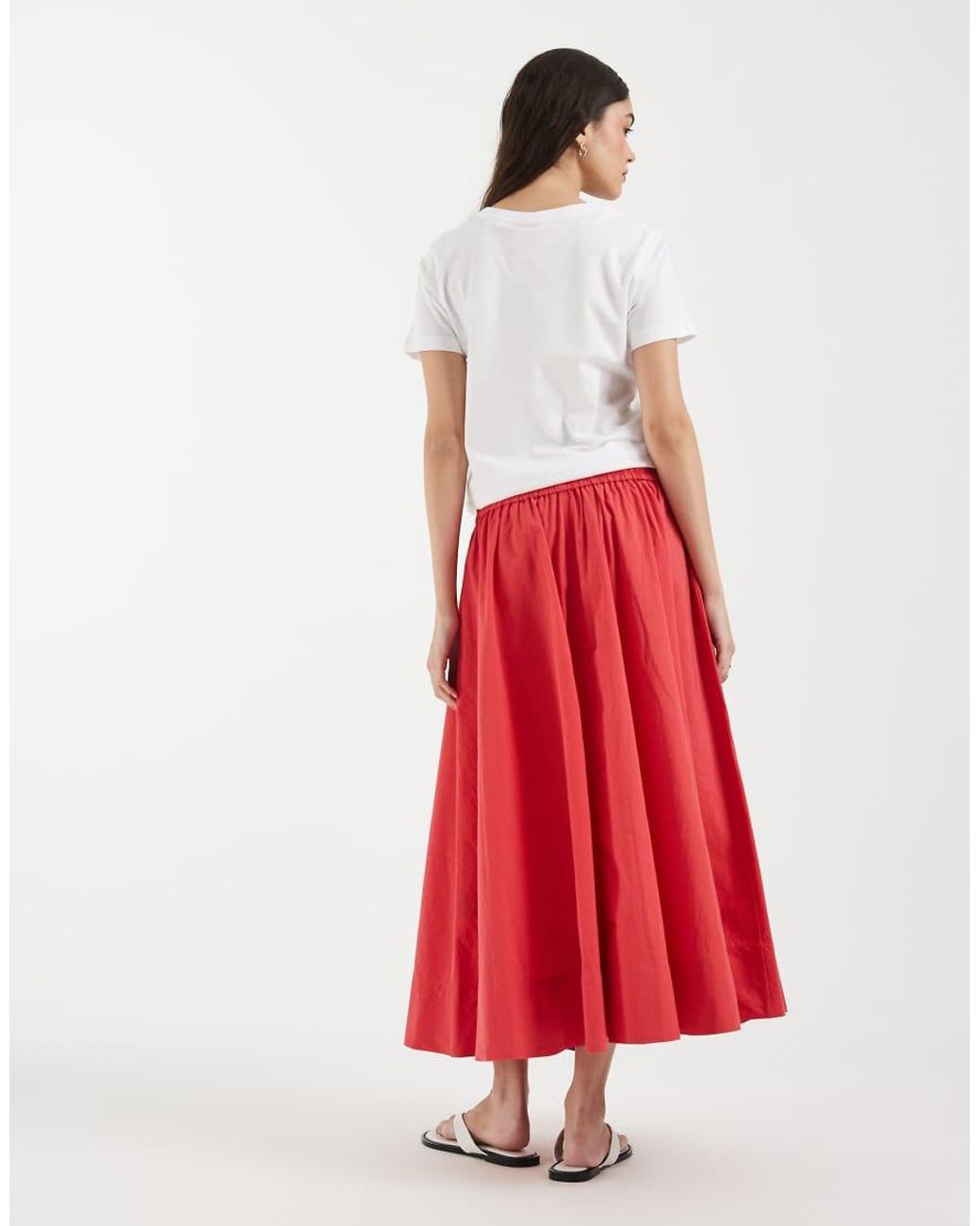 & Other Stories Red Full Circle Maxi Skirt