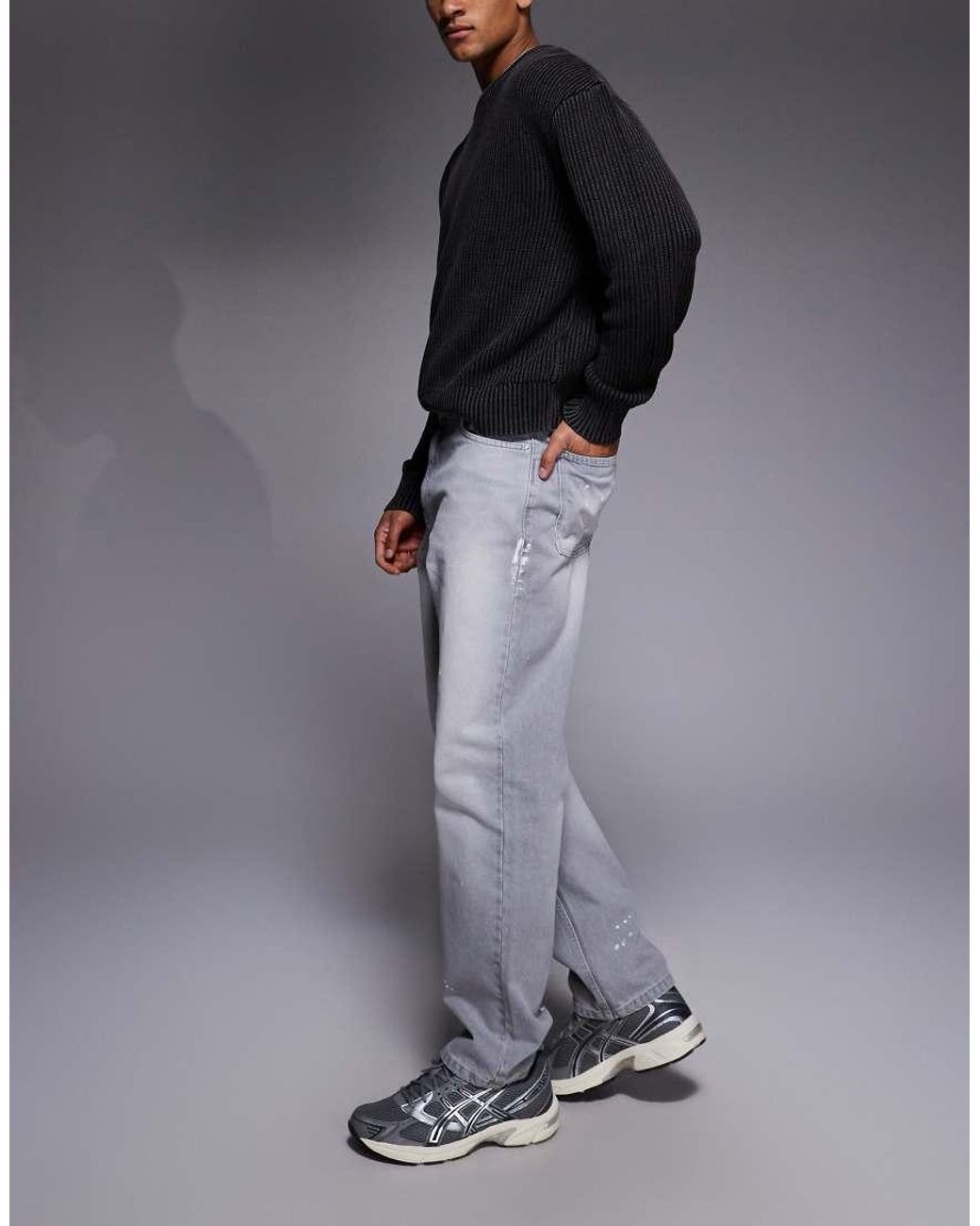 ASOS Gray Straight Leg Jeans for men