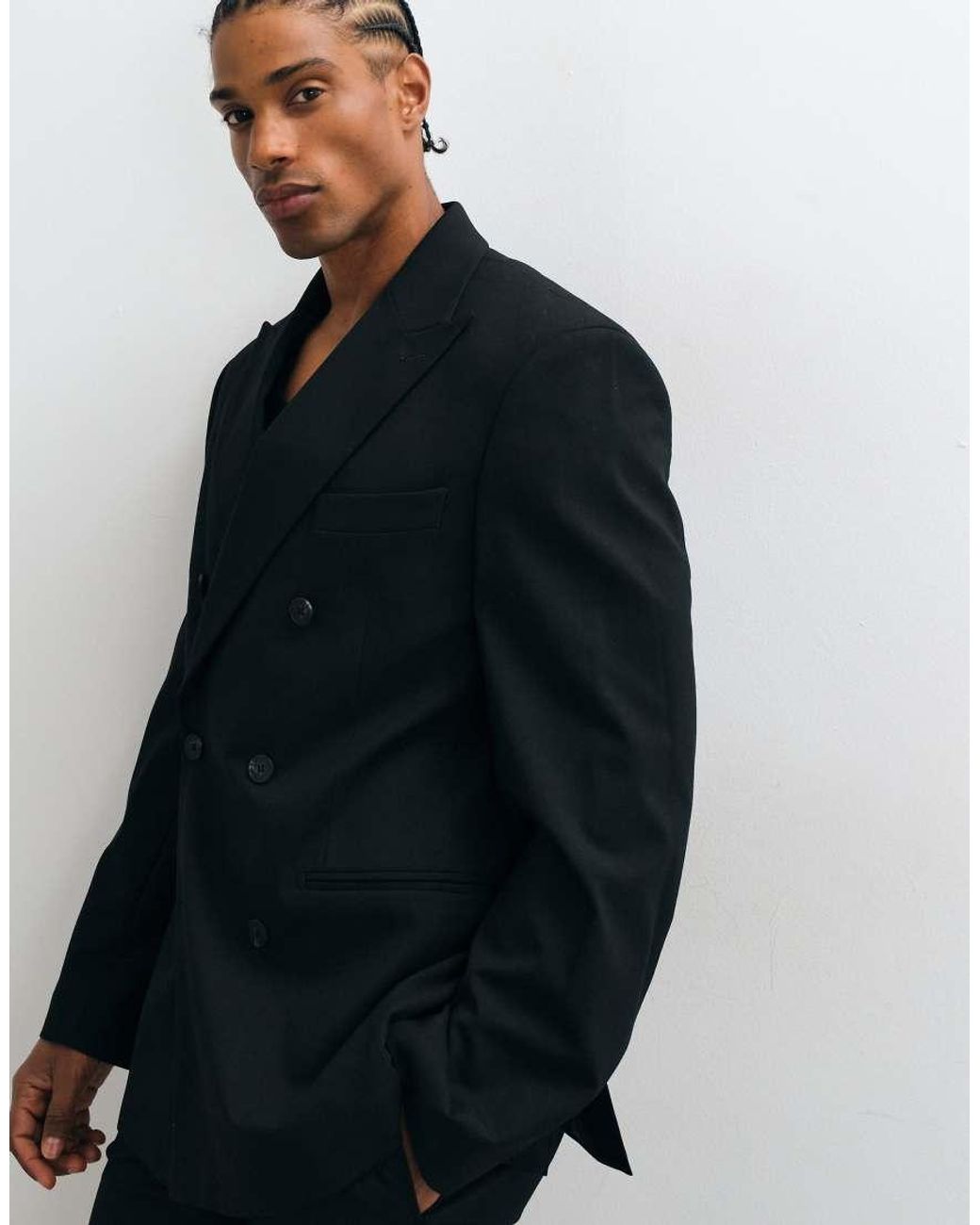 ASOS Black Slim Double Breasted Suit Jacket for men