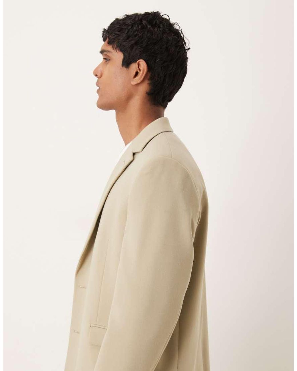 ASOS Natural Relaxed Longline Suit Jacket for men
