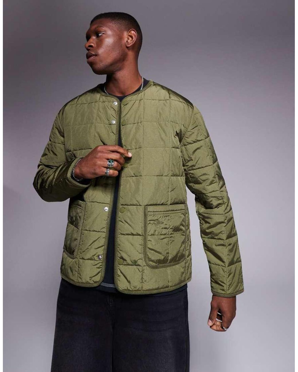 Adidas Originals Green Quilted Jacket for men
