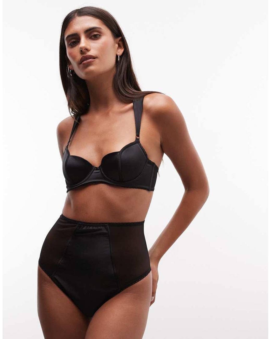 ASOS Black Rita Underwired Petal Cup Padded Satin Bra