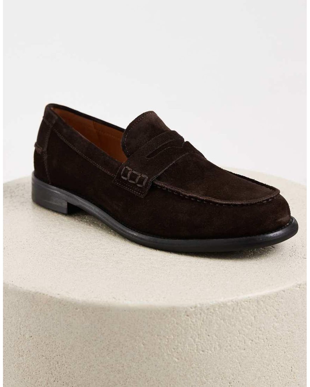 Vagabond Brown Steven Suede Slim Penny Loafers for men