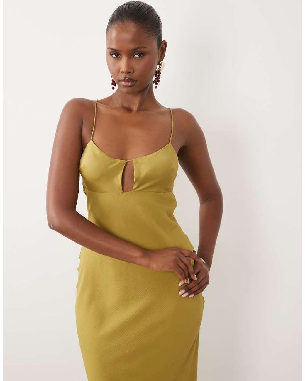 ASOS Metallic Satin Bust Bias Cut Maxi Dress