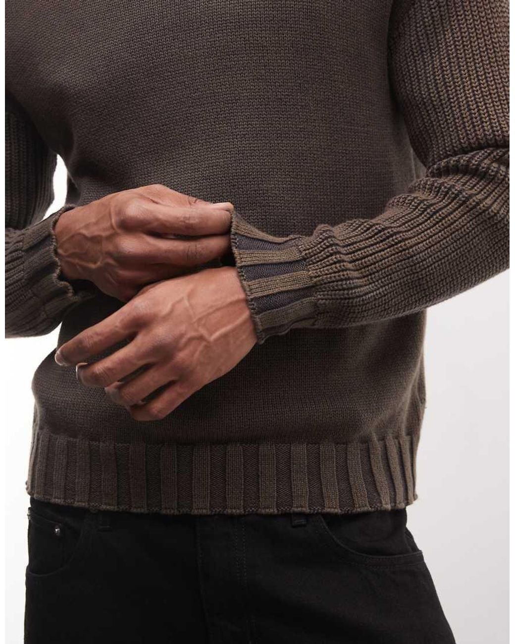Collusion Brown Unisex Washed Oversized Crew Neck Sweater
