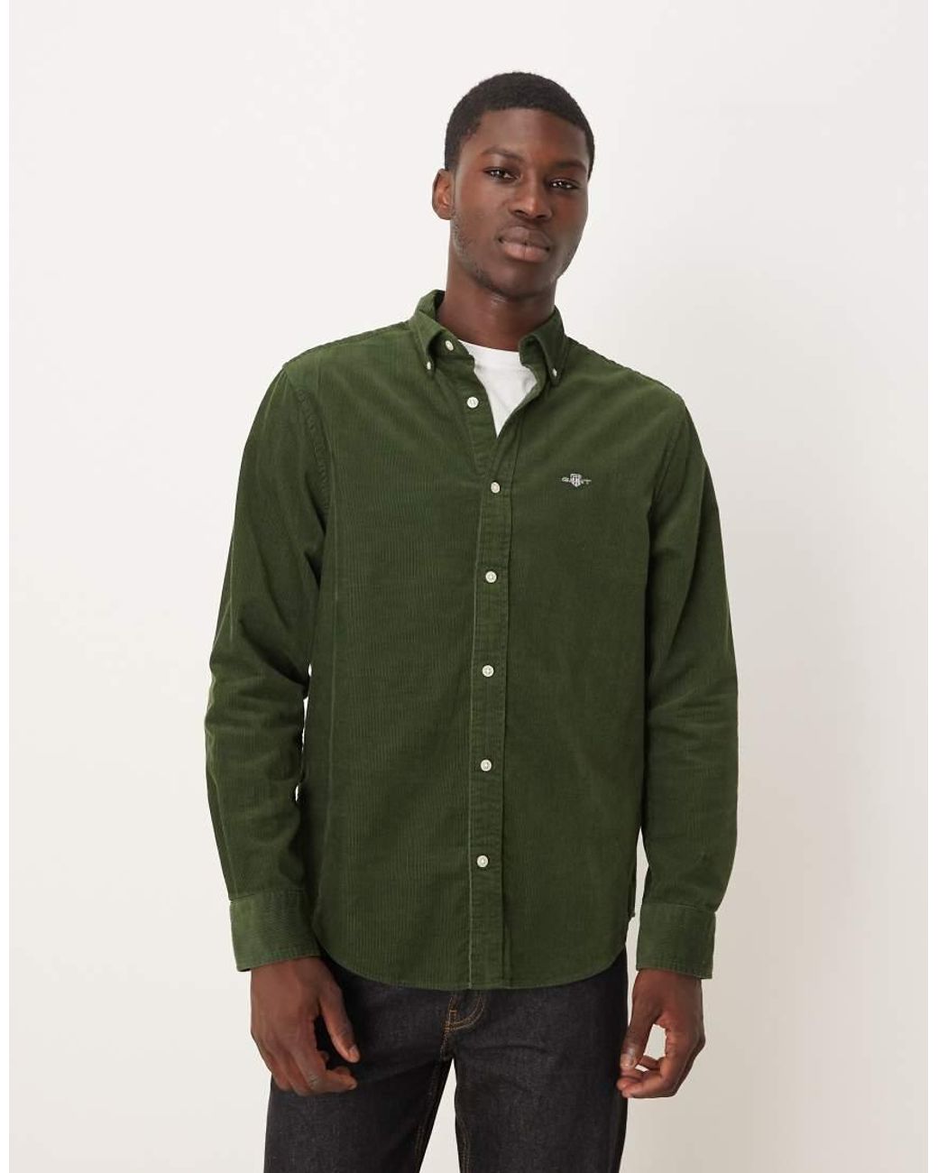 Gant Green Regular Fit Shield Logo Cord Shirt for men