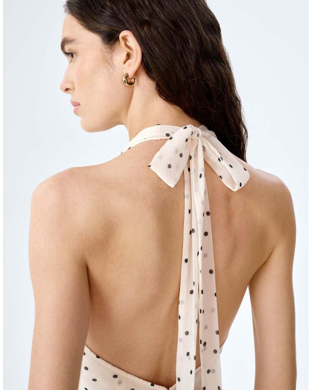 OMNES White Dresses Vivi Halterneck Chiffon Maxi Dress