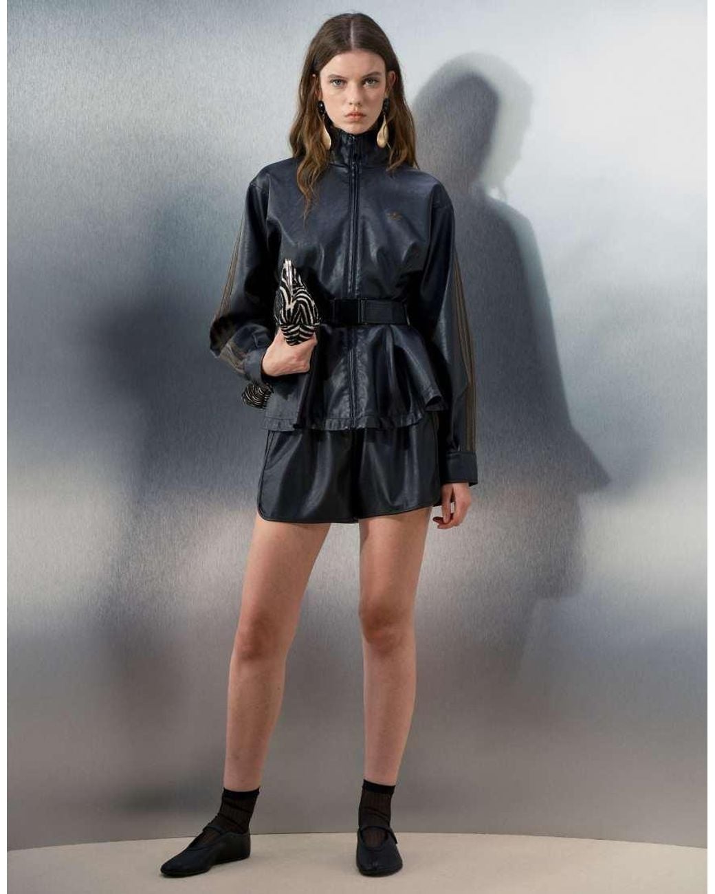 adidas Originals x ASOS Gray Peplum Track Jacket With Belt