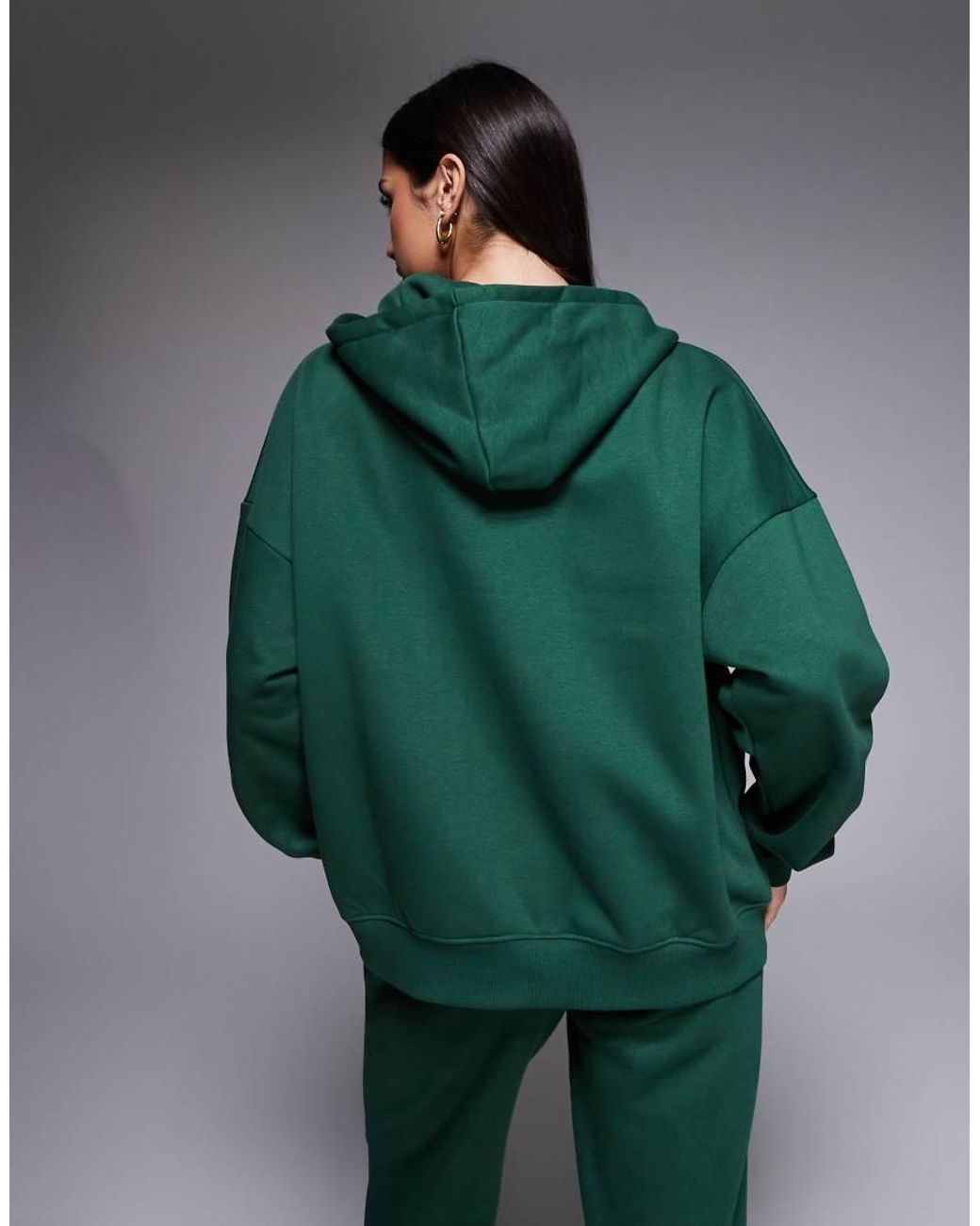 Kaiia Green Cotton-rich Embroidered Logo Zip-through Hoodie