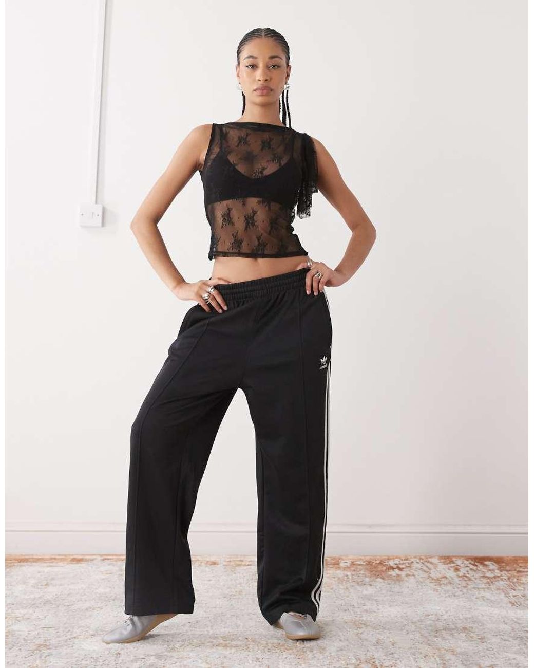 Collusion Black Lace Flutter One Shoulder Top