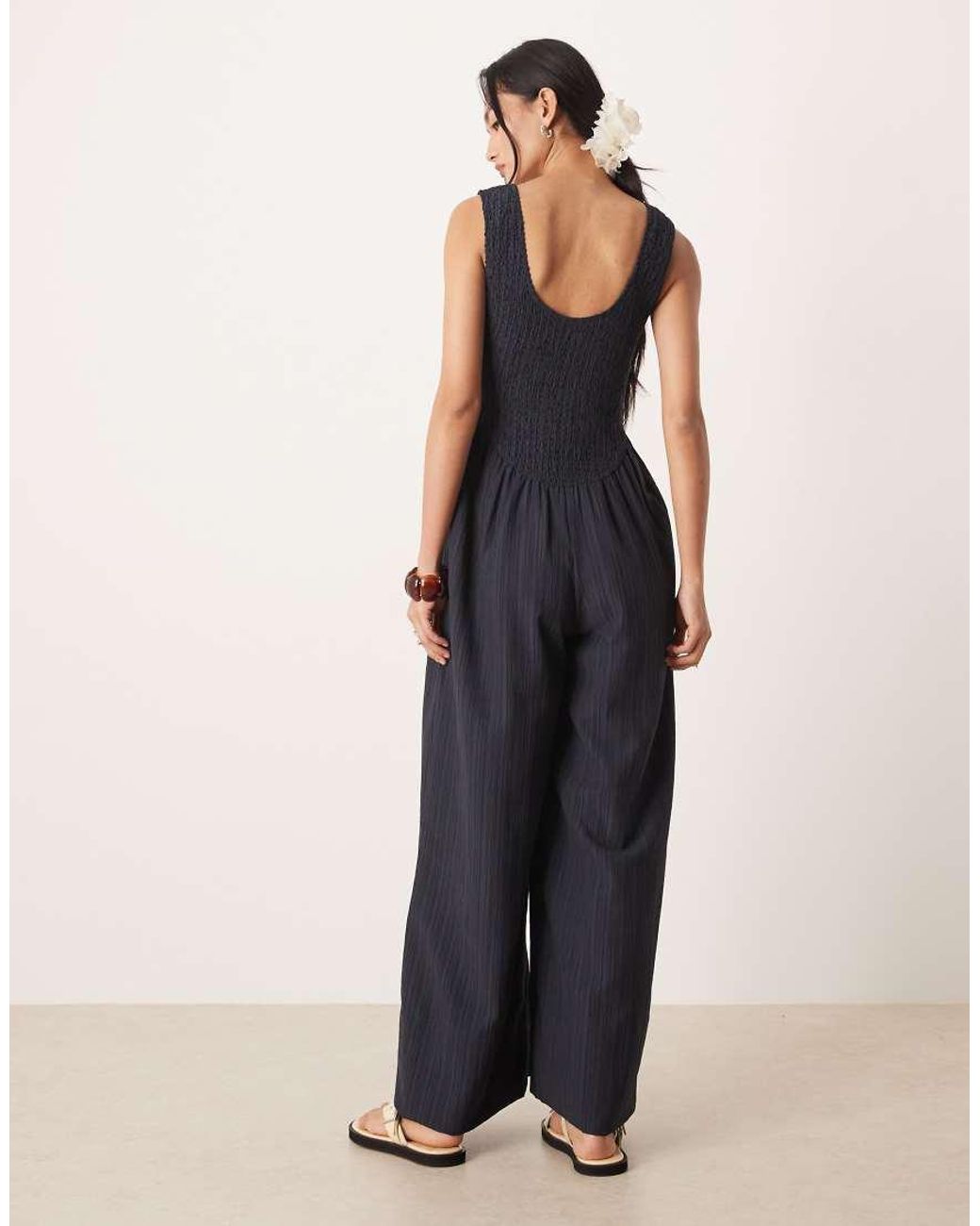 ASOS Blue Scoop Neck Crinkle Jumpsuit