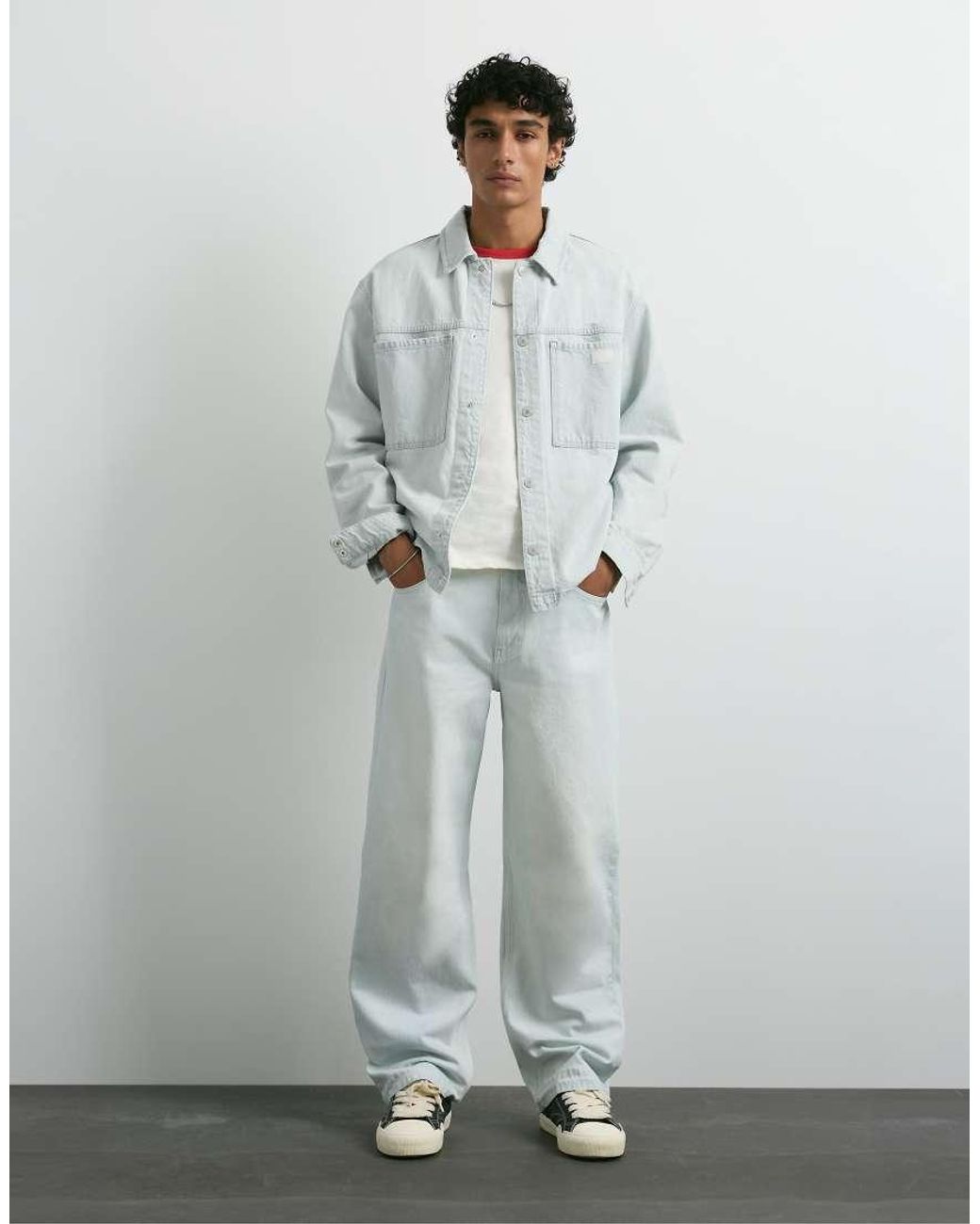 Pull&Bear Gray Wide-Leg Jeans for men