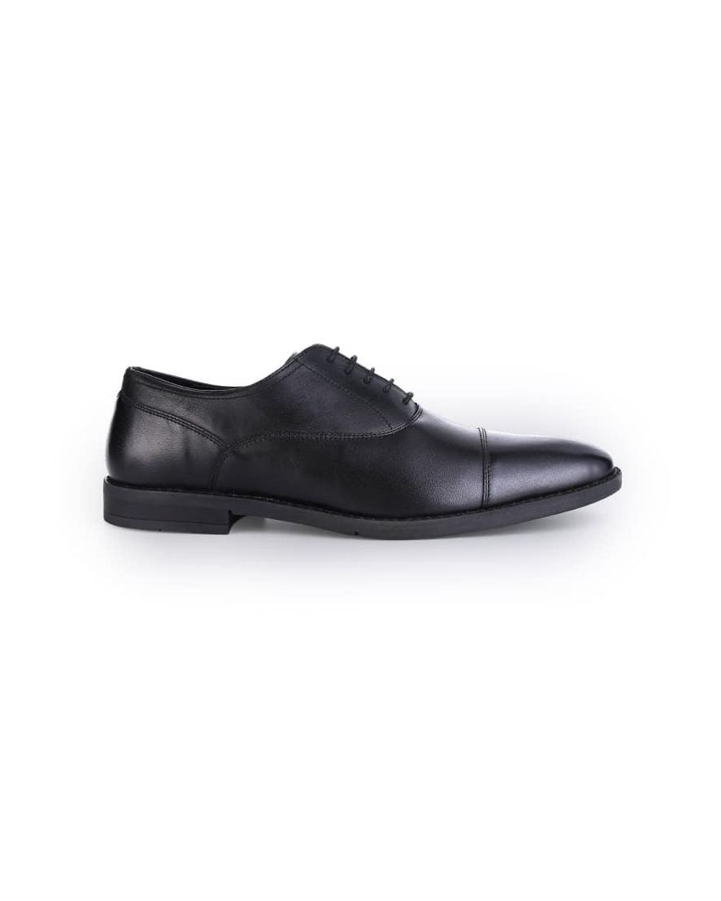 Thomas Crick Black Merlin Leather Oxford Toecap Shoes for men