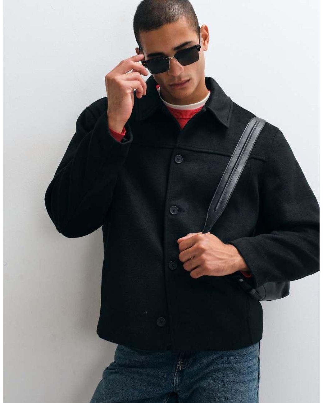 ASOS Black Wool Look Jacket for men