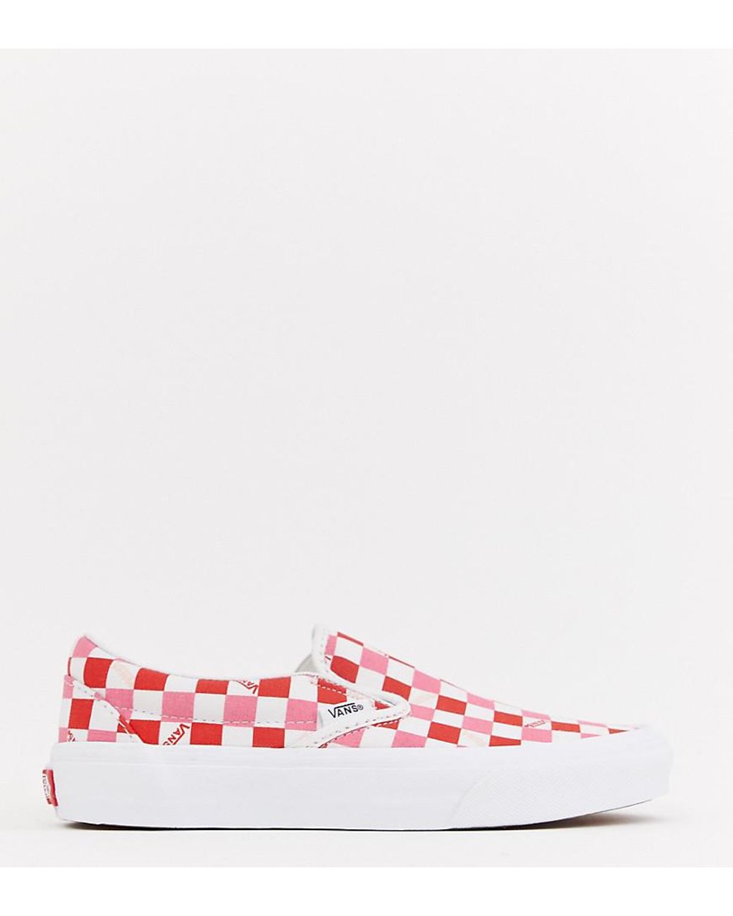 Vans Exclusive Red And Pink Checkerboard Slip On Sneakers | Lyst