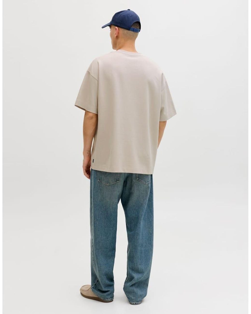 Jack & Jones Gray Oversized Breathable T-shirt for men