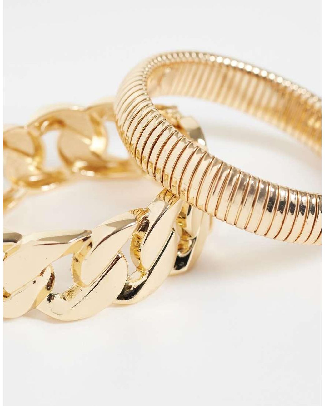 ASOS Metallic Pack Of 2 Bracelets With Chain Detail