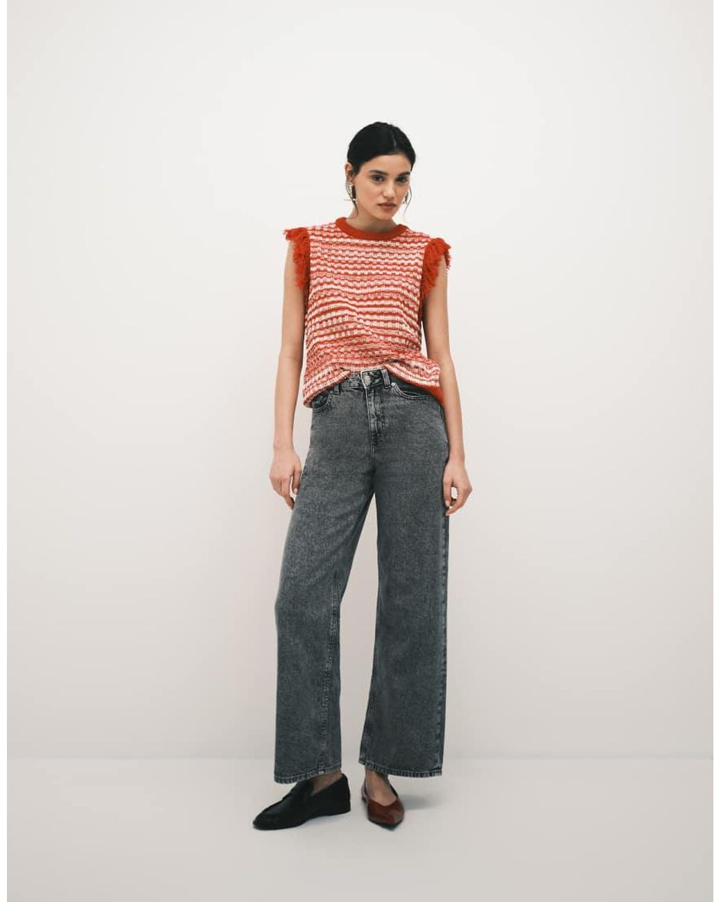 ASOS Red Knitted Tweed Tank Jumper