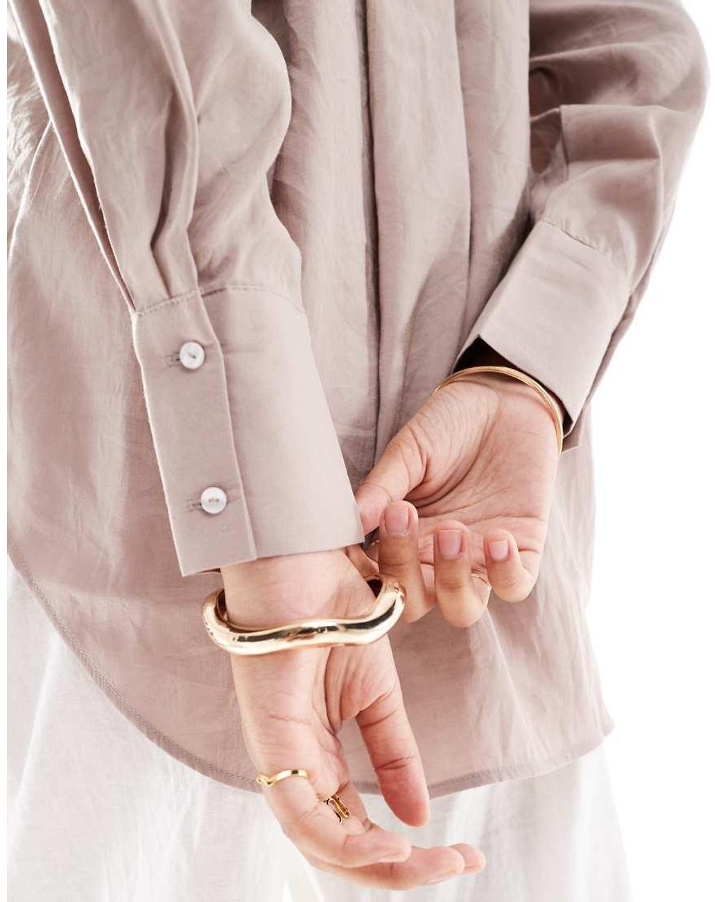 ONLY Natural Oversized Long Sleeve Textured Shirt