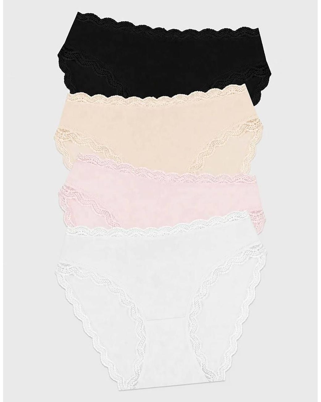 Stripe & Stare Black Mid Rise High Leg Knicker Four Pack