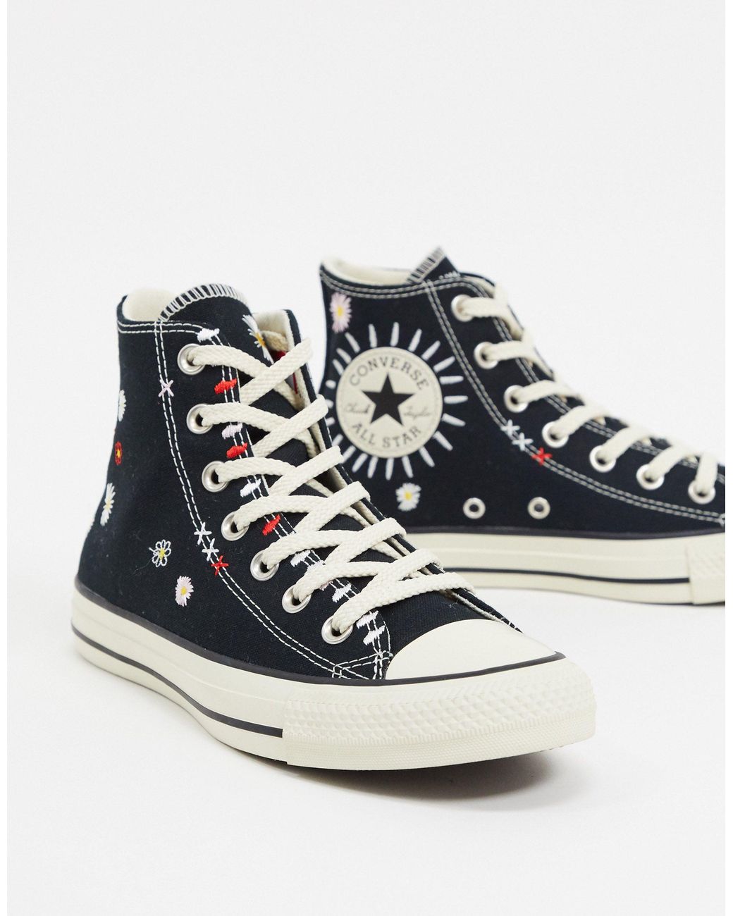 Chuck Taylor All Star - Baskets montantes à fleurs brodées Caoutchouc  Converse en coloris Noir | Lyst