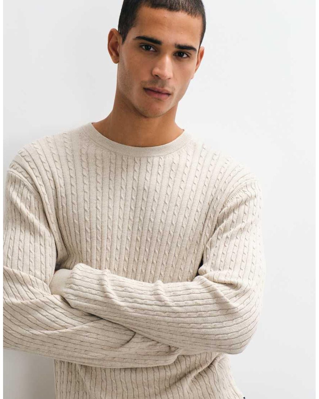 Jack & Jones Natural Cable Knit Jumper for men