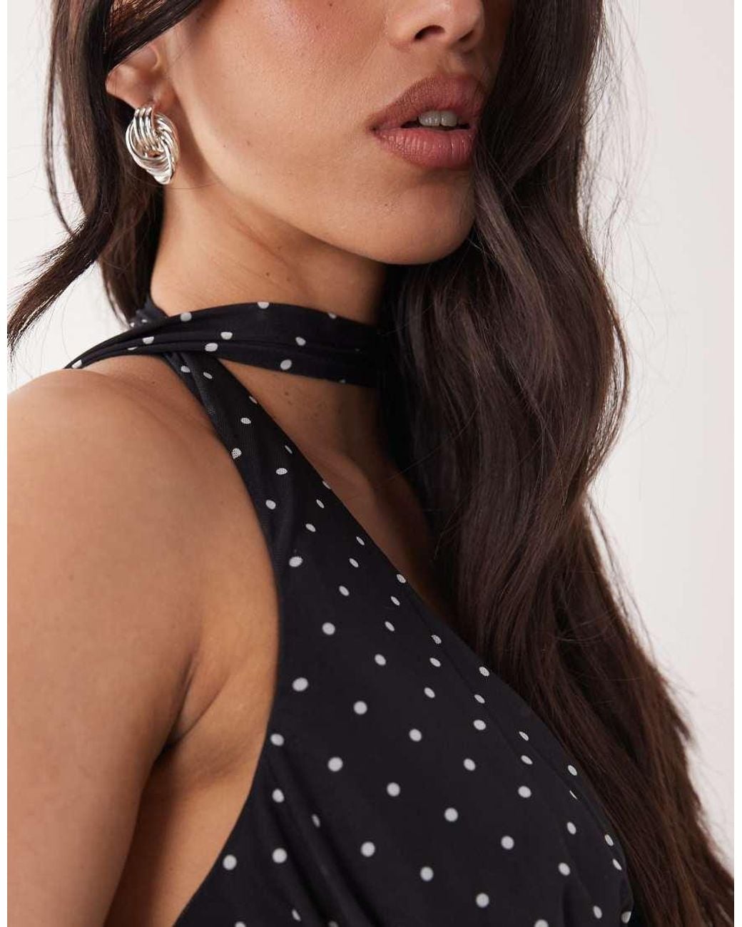 ASOS Blue Mesh Halter Neck Co-ord With Scarf Detail