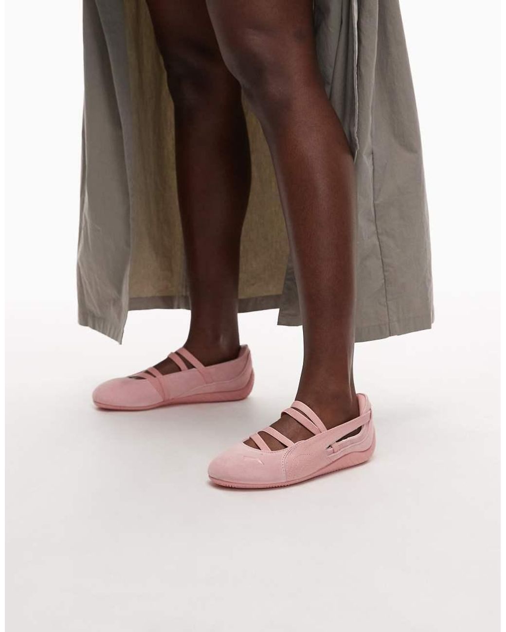 PUMA Pink Speedcat Python Ballet Flats