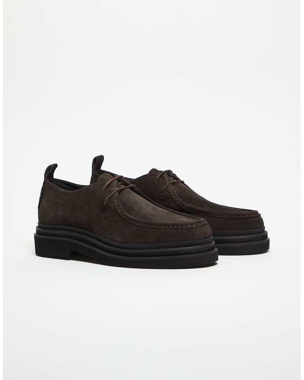Walk London Black Brooklyn Apron Shoes for men