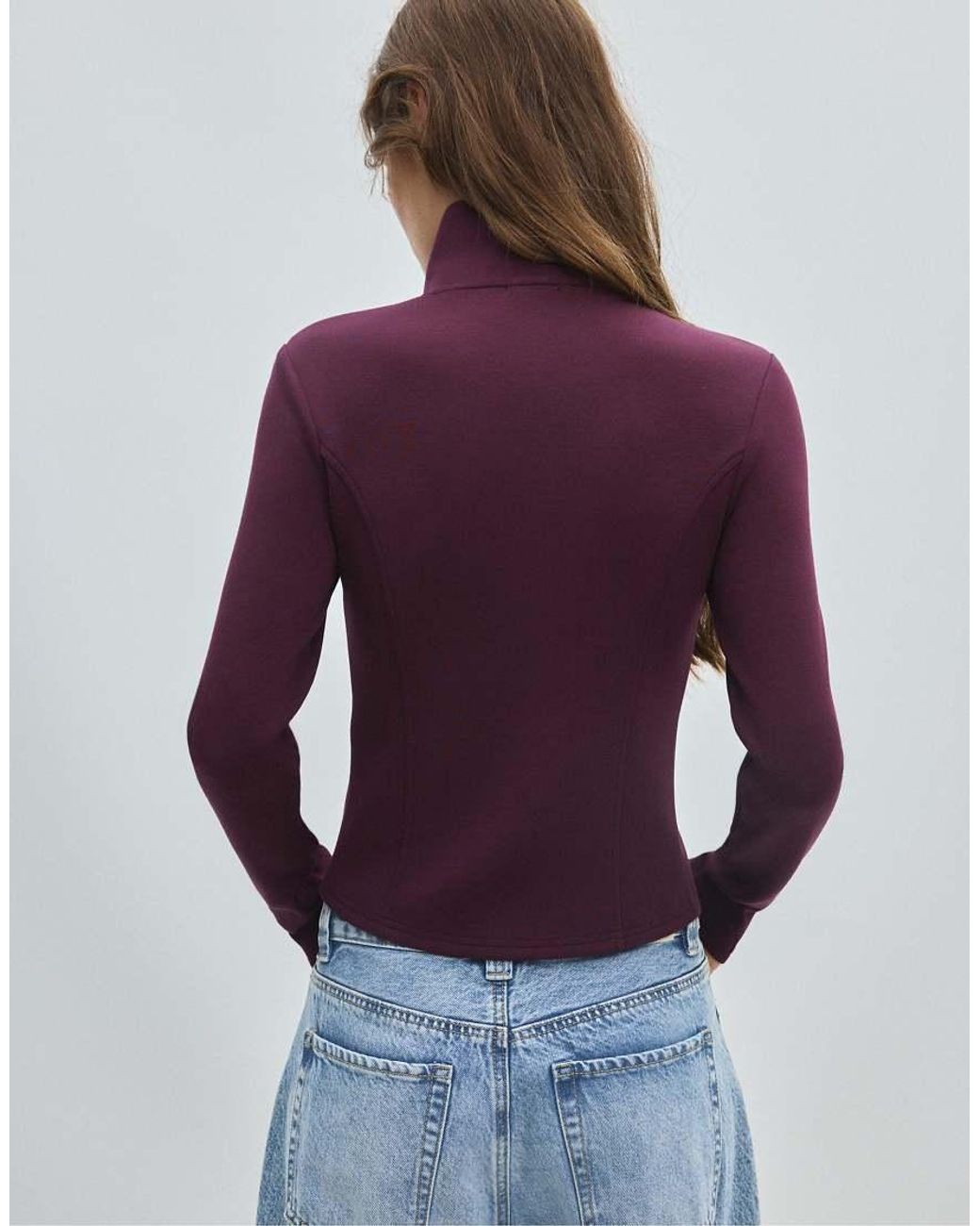 Stradivarius Blue Fitted Zip-up Sweatshirt