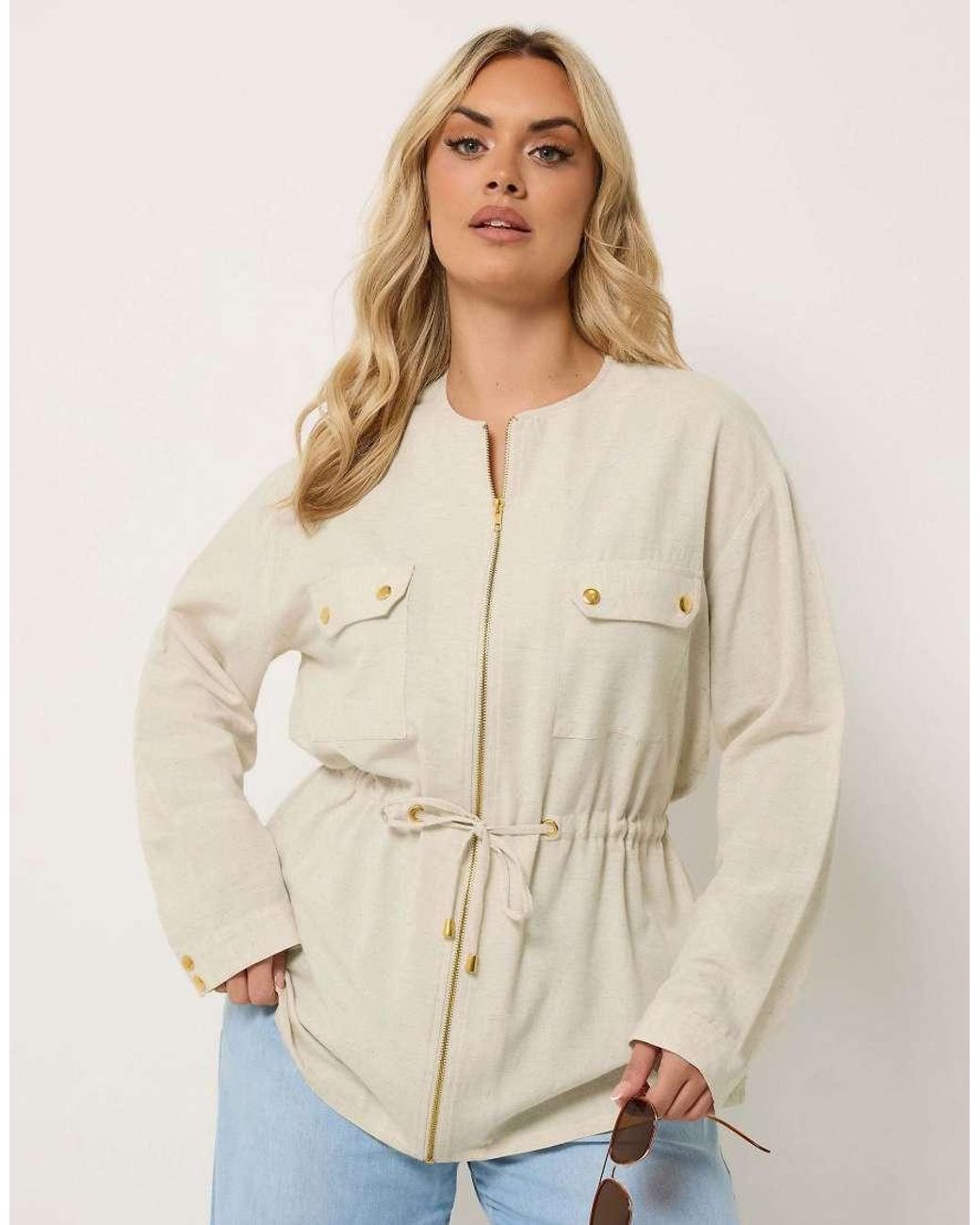 Yours Clothing Natural Linen Shacket