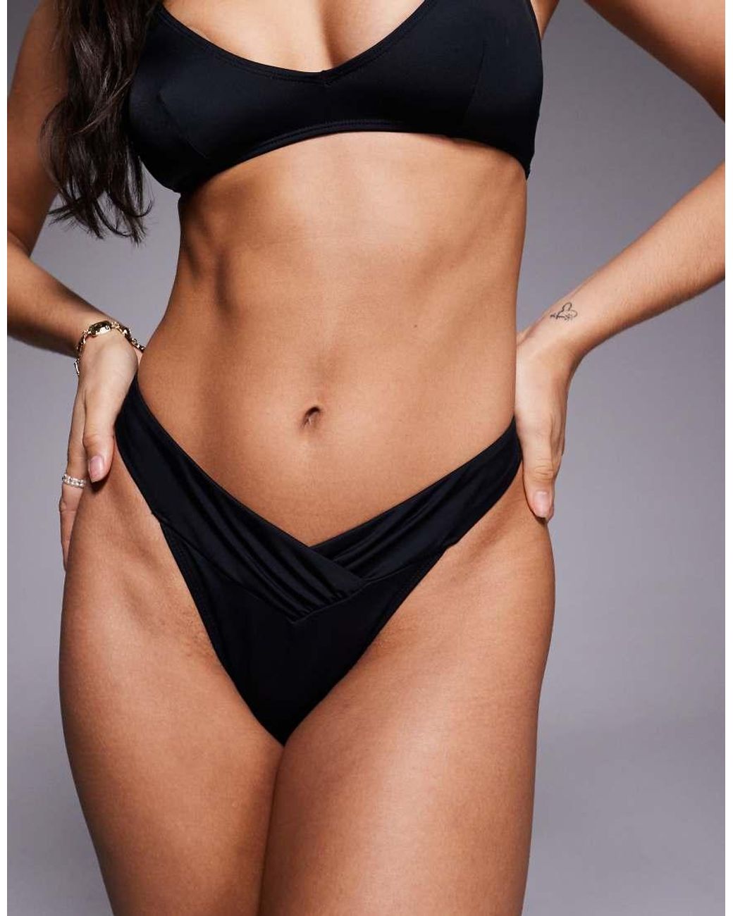 ASOS Gray Maya Negril V-front Thong Bikini Bottom
