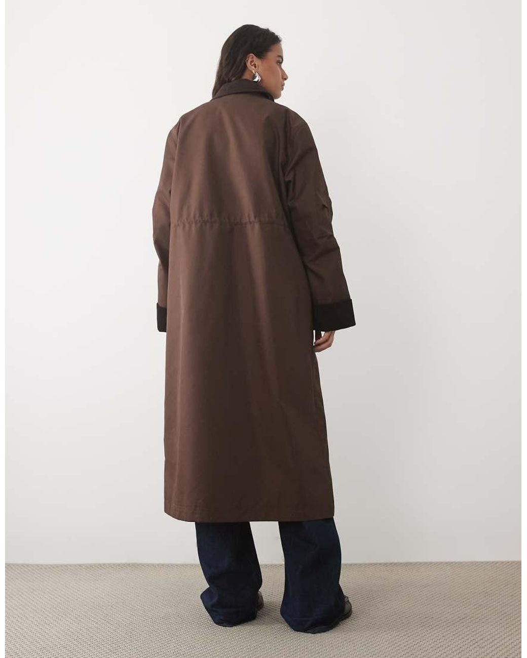 Y.A.S Blue Premium Oversized Maxi Parka Coat With Waist Cinching