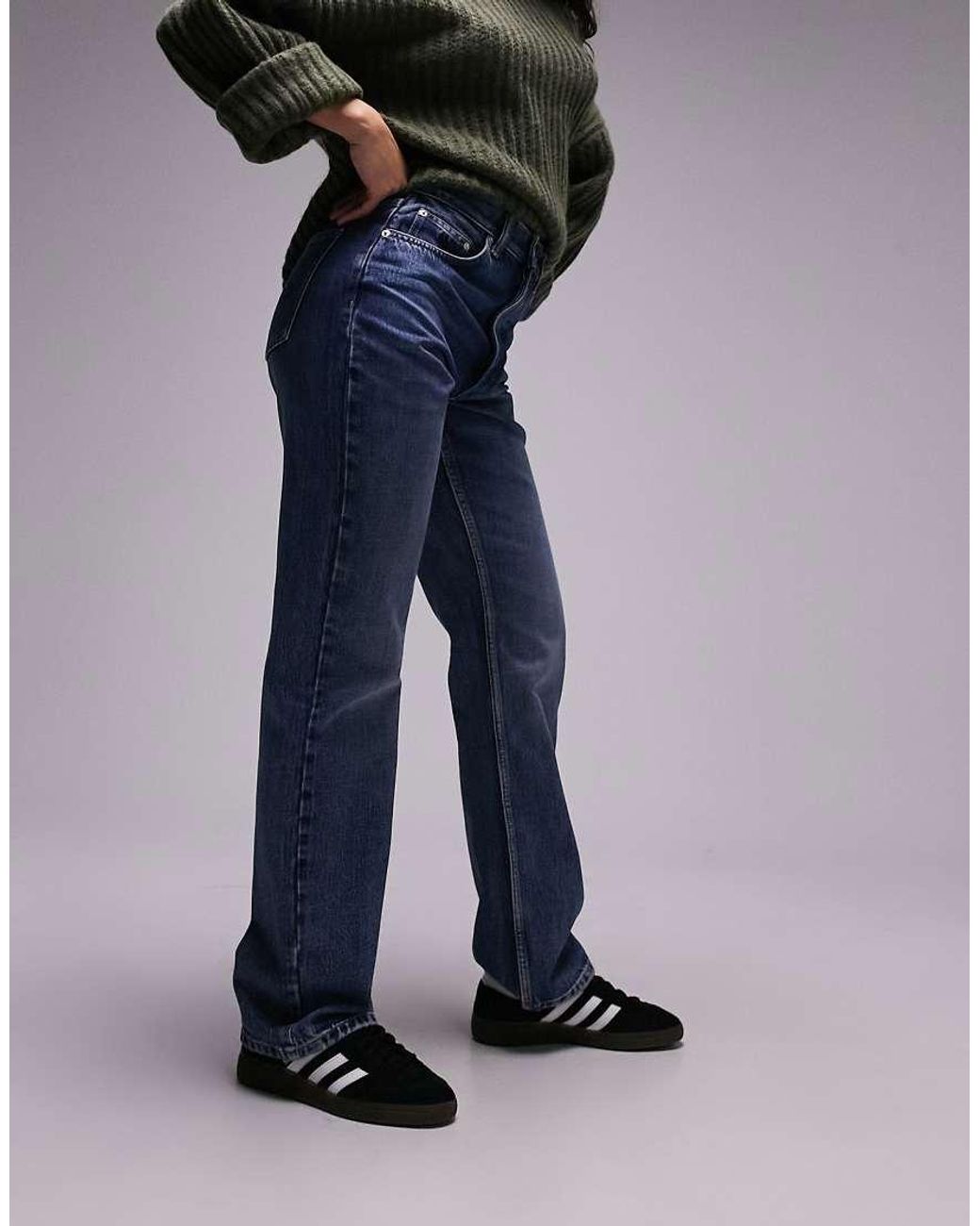 Topshop Hourglass Blue Kort High Rise Straight Jean
