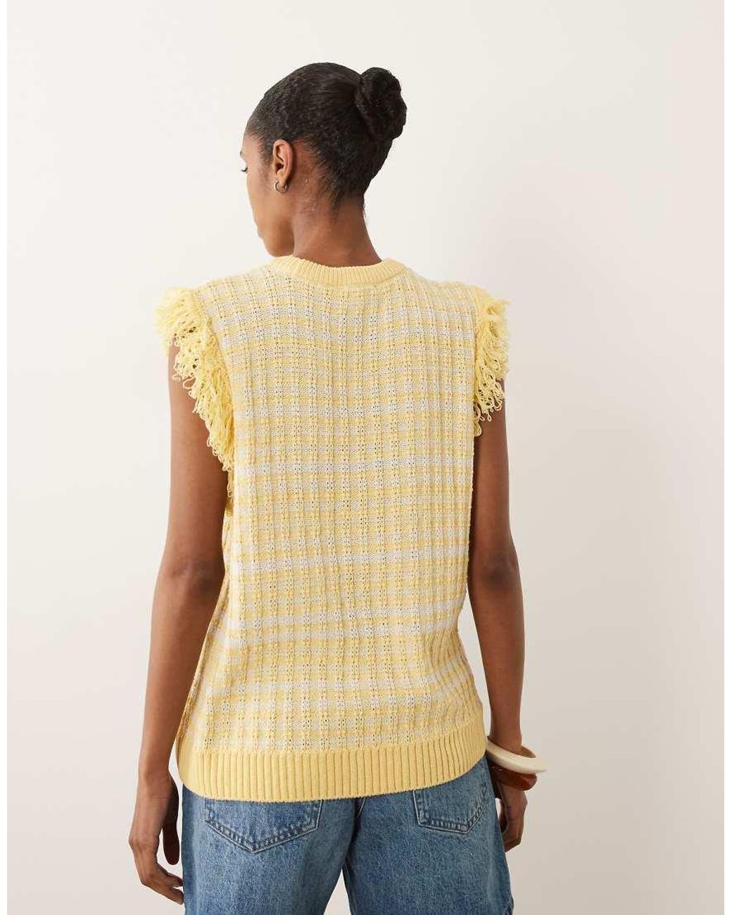 ASOS Natural Knitted Tweed Tank Jumper