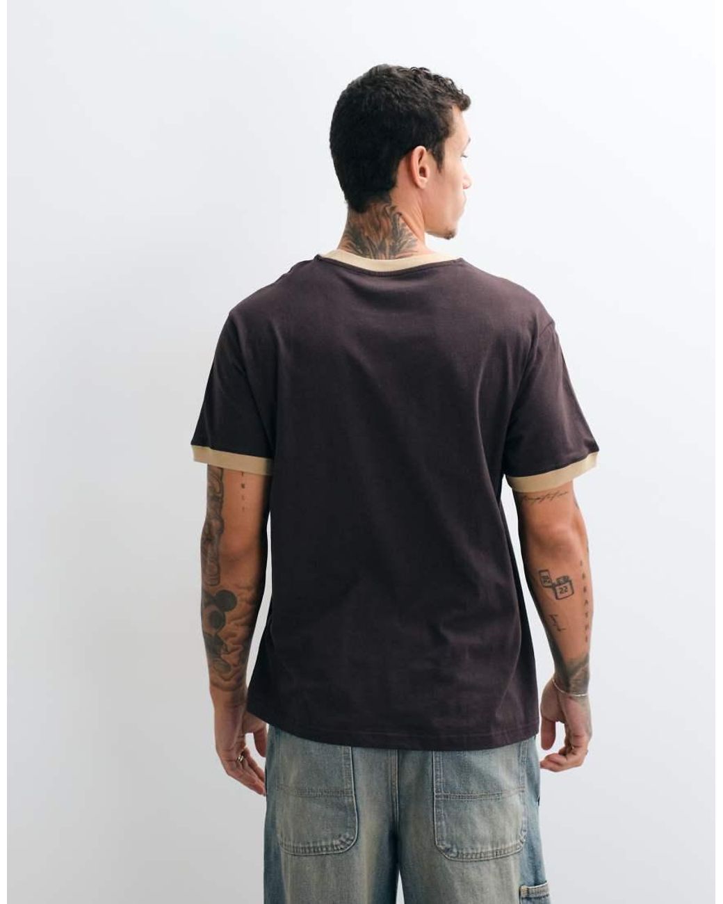 True Religion Brown Short Sleeve Graphic Logo Ringer T-shirt for men