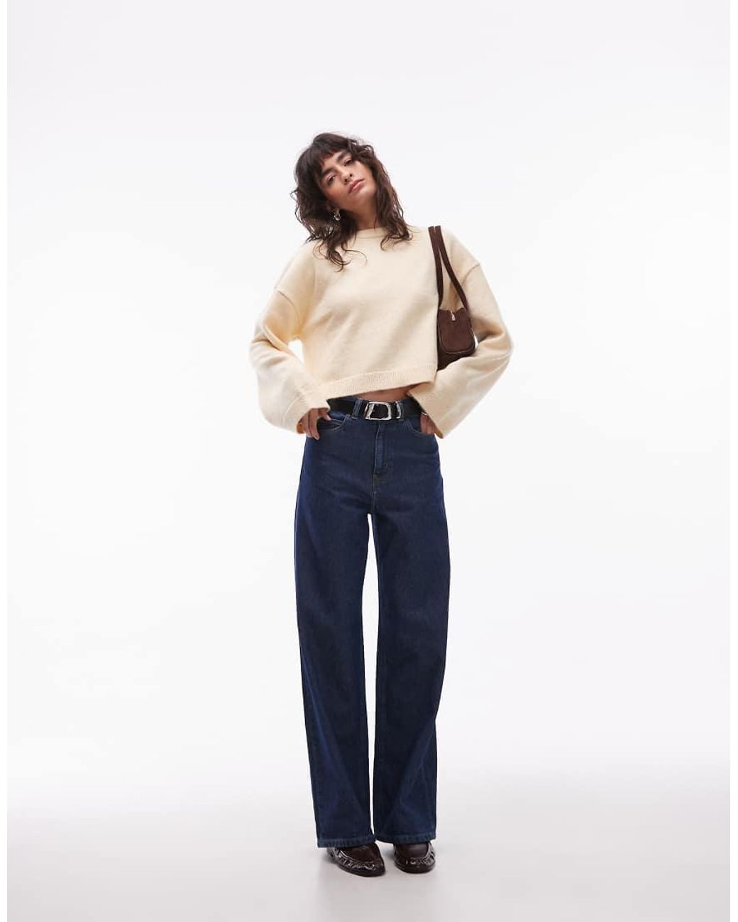 ASOS Blue Fluffy Wide Sleeve Knitted Jumper