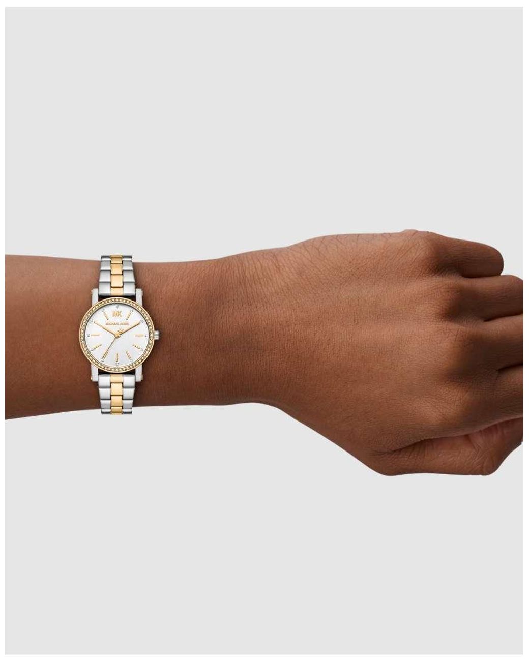 Michael Kors White Corey Three-Hand Two-Tone Stainless Steel Watch