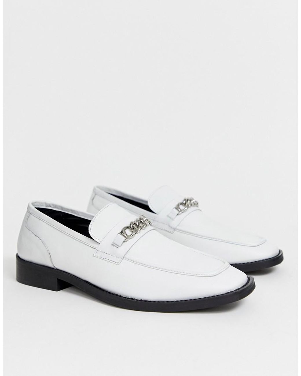 ASOS Square Toe Loafers in White for Men | Lyst
