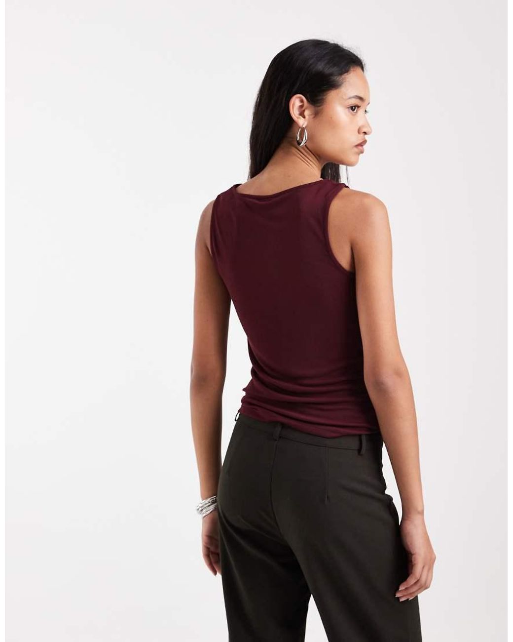 Vero Moda Red Sleeveless Waterfall Top