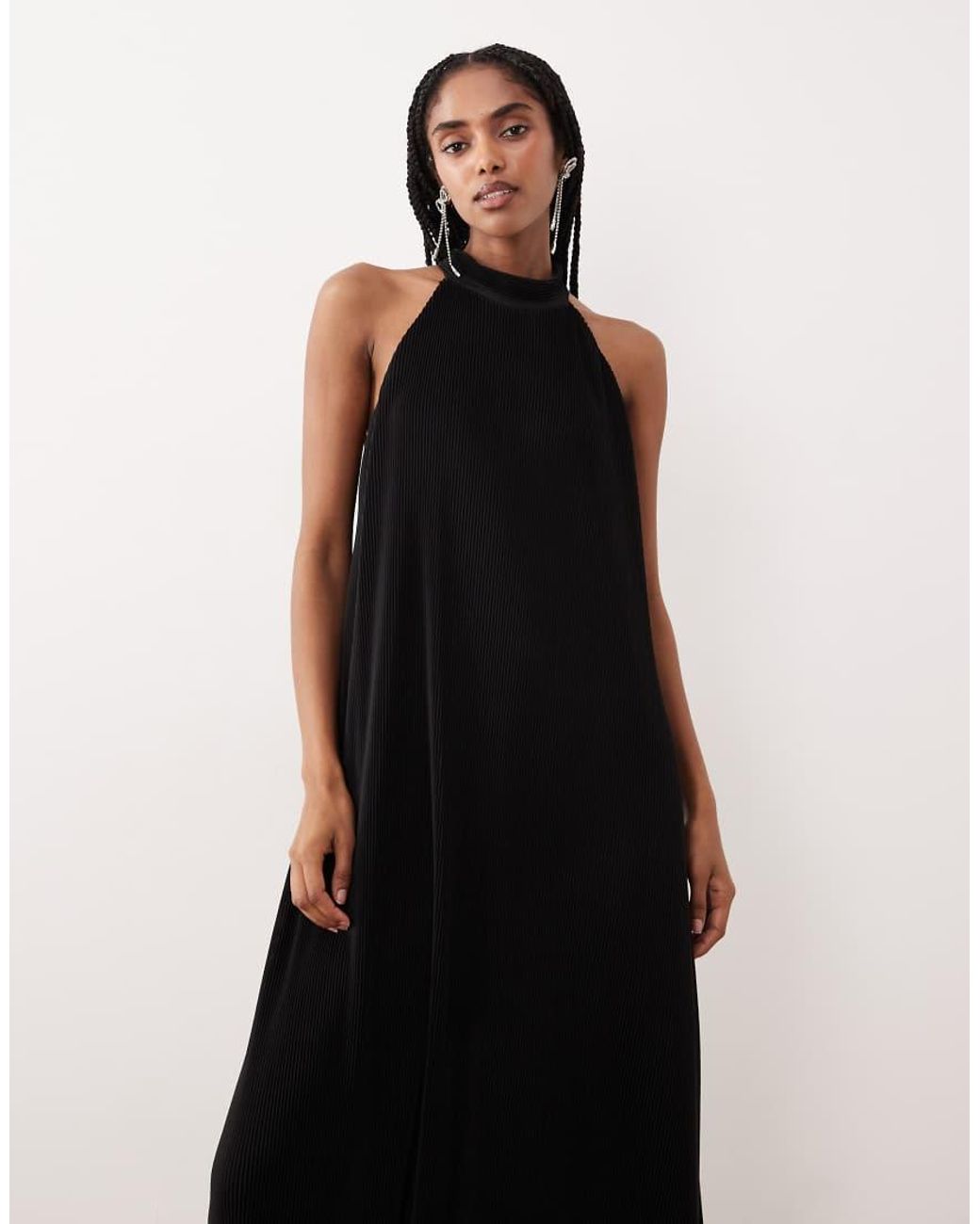 Gina Tricot Natural Halter Neck Flowy Maxi Dress