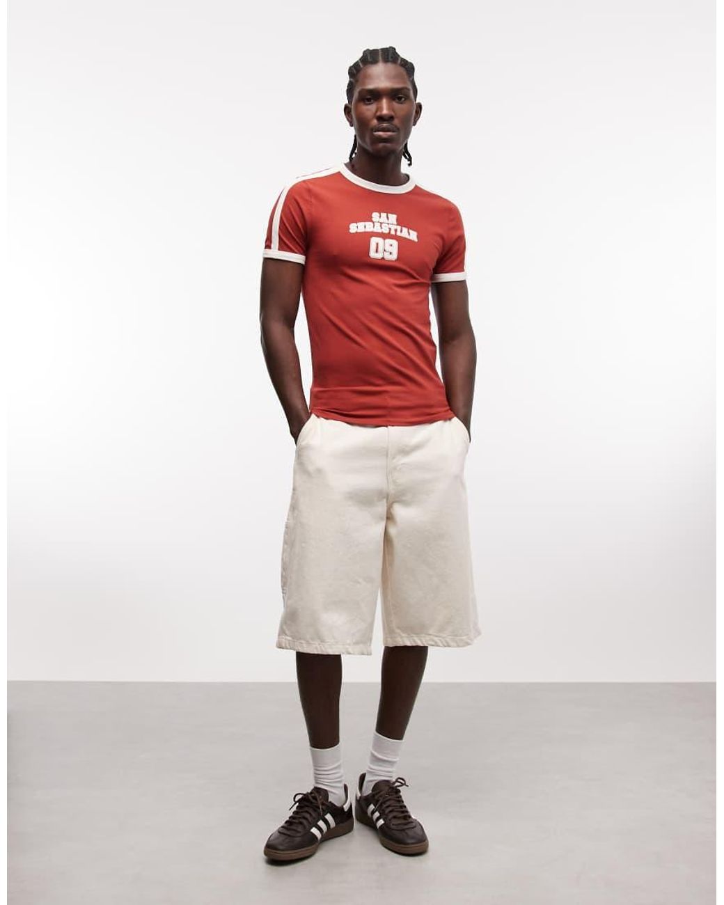 ASOS Red Muscle Ringer T-shirt With High Build Sports Graphic for men