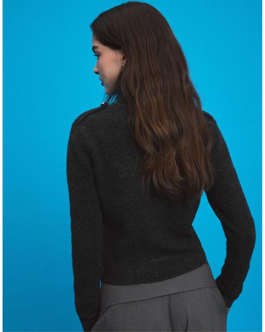 Stradivarius Blue Soft Touch Button Knit Cardigan