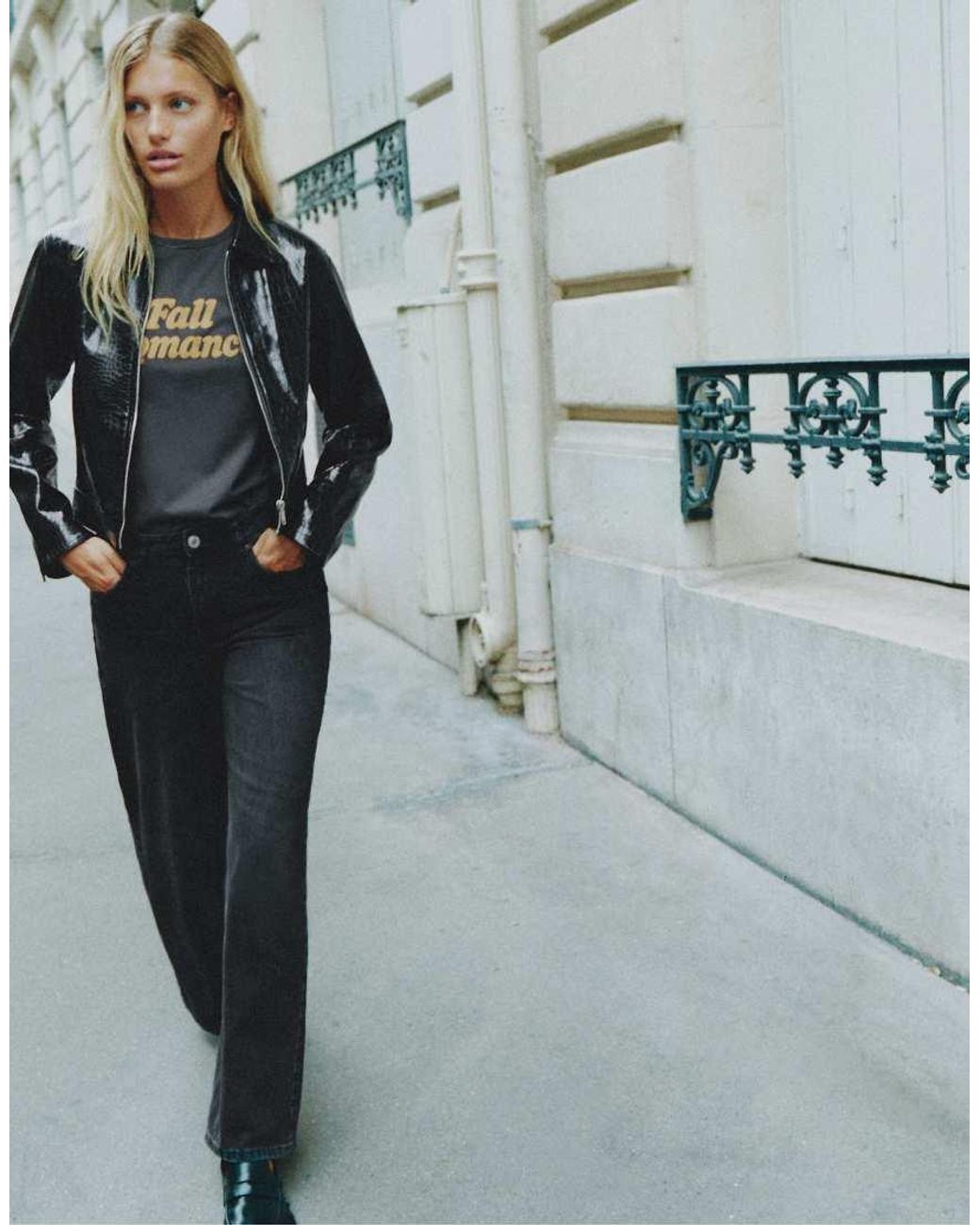 Pull&Bear Gray Crocodile-effect Leather Effect Jacket