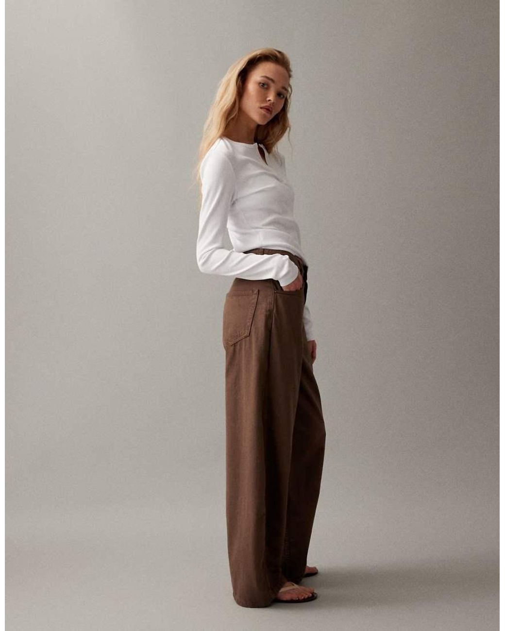 ASOS Purple Barrel Leg Jeans With Panelling And Cinch