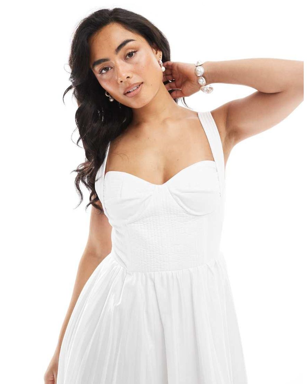 True Decadence White Quilted Midi Dress