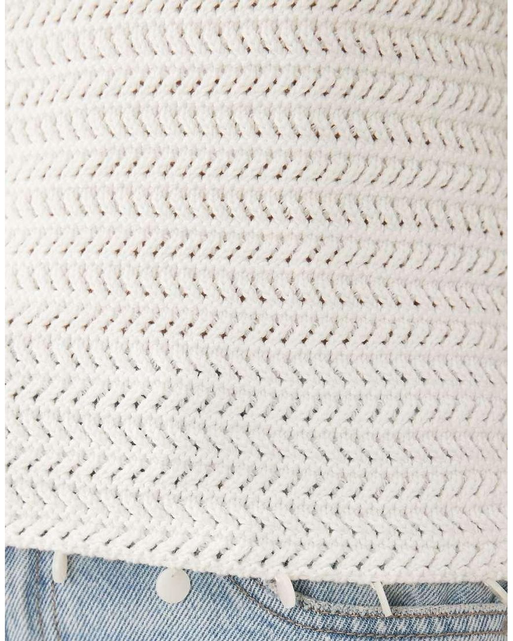 Mango White Teen Knitted Halterneck Top With Beaded Detail