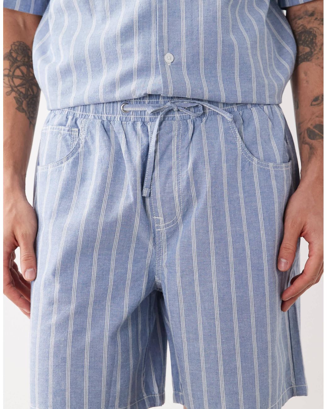 Short large d'ensemble à rayures ASOS pour homme en coloris Blue