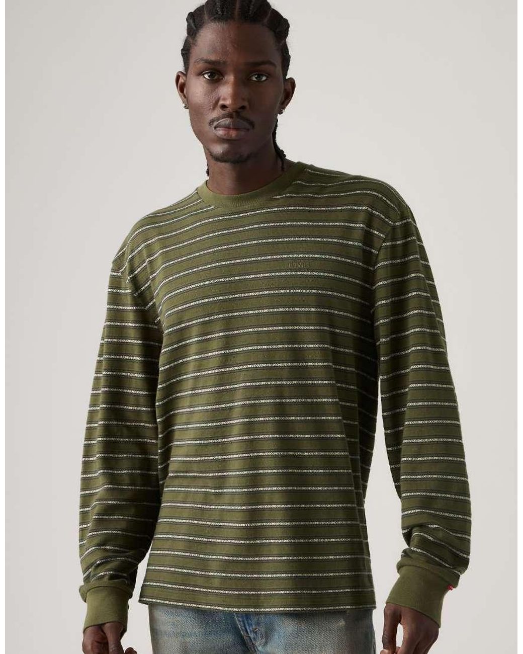 Levi's Green Long-Sleeve Authentic Striped Tee for men
