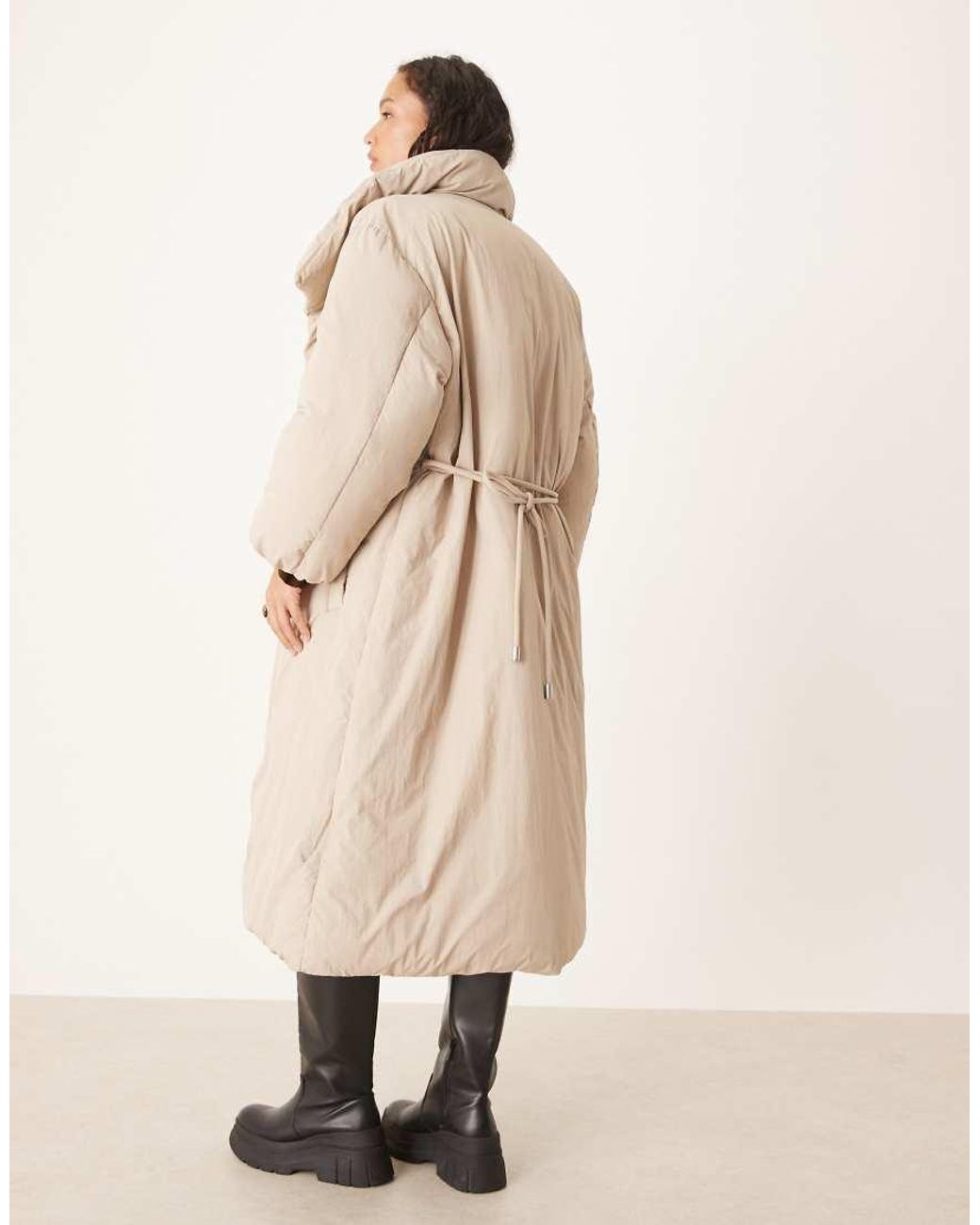 ASOS Natural Funnel Neck Longline Puffer Jacket